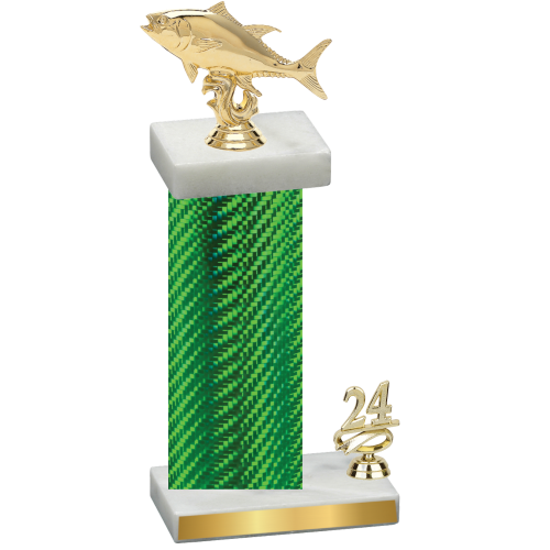 Accented Single Green Carbon Fiber Year Fishing Trophy