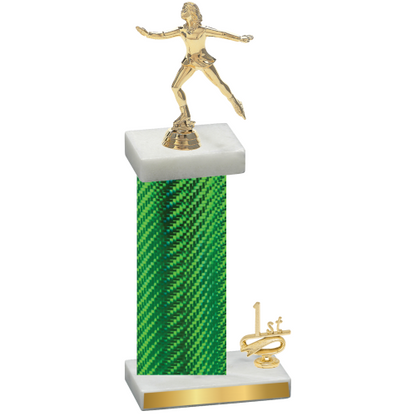 Accented Single Green Carbon Fiber First Place Skater Trophy