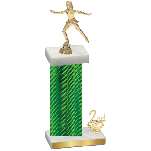 Accented Single Green Carbon Fiber Second Place Skater Trophy