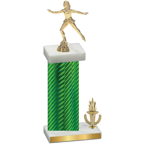 Accented Single Green Carbon Fiber Victory Skater Trophy