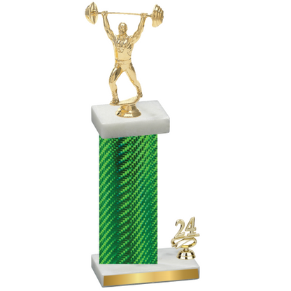 Accented Single Green Carbon Fiber Year Weights Trophy