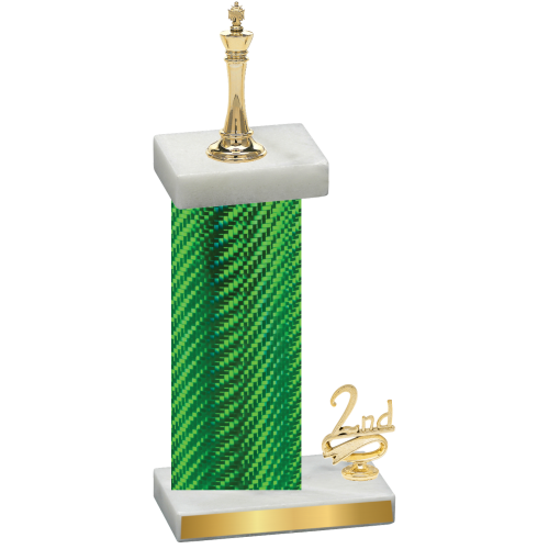 Accented Single Green Carbon Fiber Second Place Chess Trophy