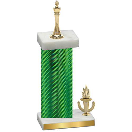 Accented Single Green Carbon Fiber Victory Chess Trophy