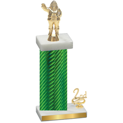 Accented Single Green Carbon Fiber Second Place Holiday Trophy