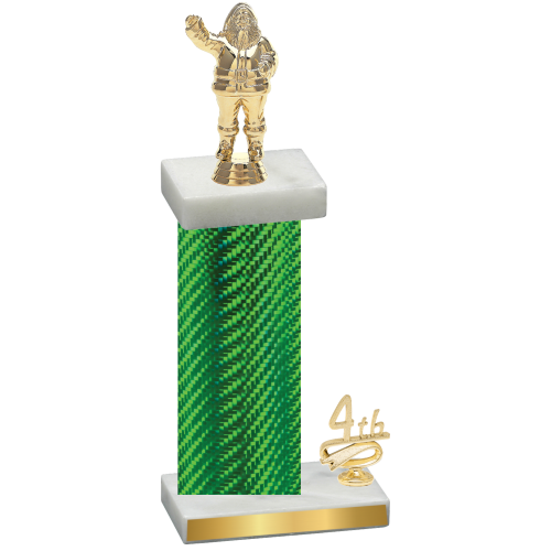 Accented Single Green Carbon Fiber Fourth Place Holiday Trophy