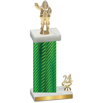 Accented Single Green Carbon Fiber Year Holiday Trophy