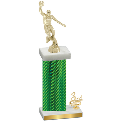 Accented Single Green Carbon Fiber Third Place Basketball Trophy