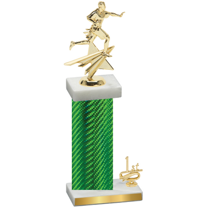 Accented Single Green Carbon Fiber First Place Flag Football Trophy