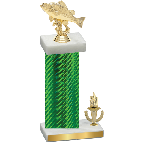 Accented Single Green Carbon Fiber Victory Fishing Trophy