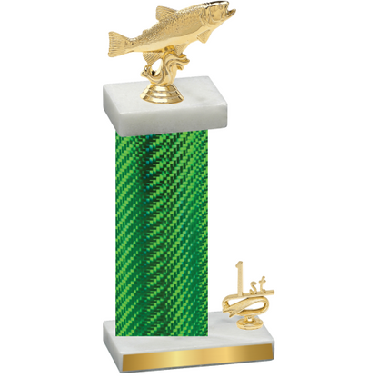 Accented Single Green Carbon Fiber First Place Fishing Trophy