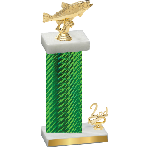 Accented Single Green Carbon Fiber Second Place Fishing Trophy