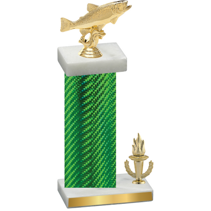 Accented Single Green Carbon Fiber Victory Fishing Trophy