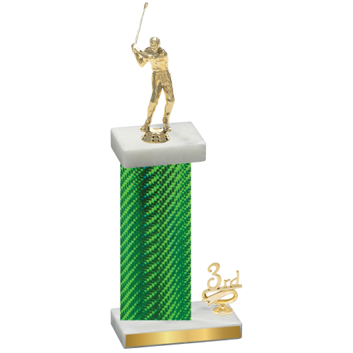 Accented Single Green Carbon Fiber Third Place Golf Trophy