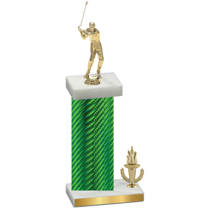 Accented Single Green Carbon Fiber Victory Golf Trophy