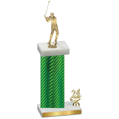 Accented Single Green Carbon Fiber Year Golf Trophy