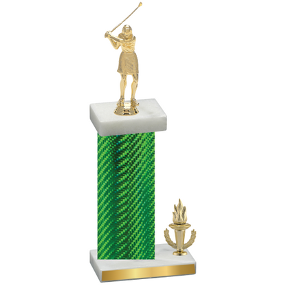 Accented Single Green Carbon Fiber Victory Golf Trophy