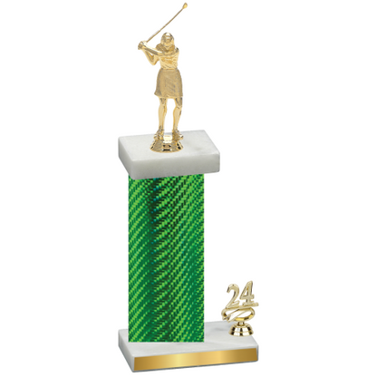 Accented Single Green Carbon Fiber Year Golf Trophy