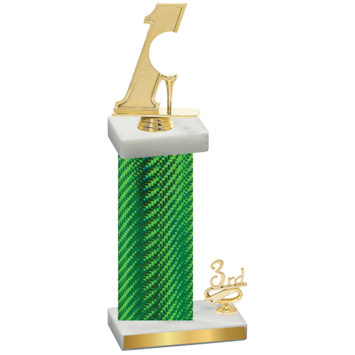 Accented Single Green Carbon Fiber Third Place Golf Trophy