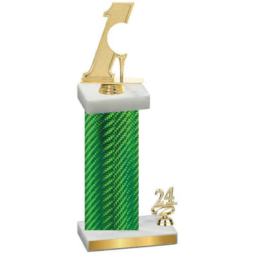 Accented Single Green Carbon Fiber Year Golf Trophy