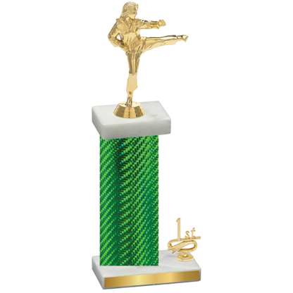 Accented Single Green Carbon Fiber First Place Karate Trophy