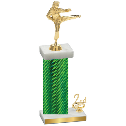 Accented Single Green Carbon Fiber Second Place Karate Trophy