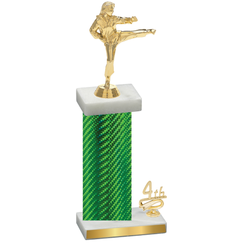 Accented Single Green Carbon Fiber Fourth Place Karate Trophy