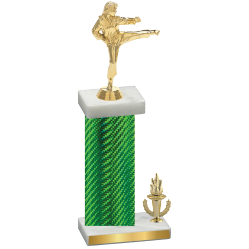 Accented Single Green Carbon Fiber Victory Karate Trophy