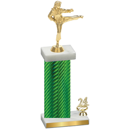 Accented Single Green Carbon Fiber Year Karate Trophy