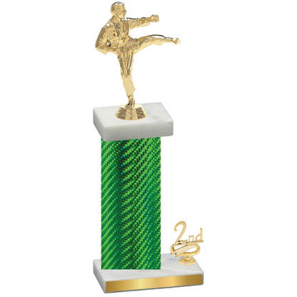 Accented Single Green Carbon Fiber Second Place Karate Trophy