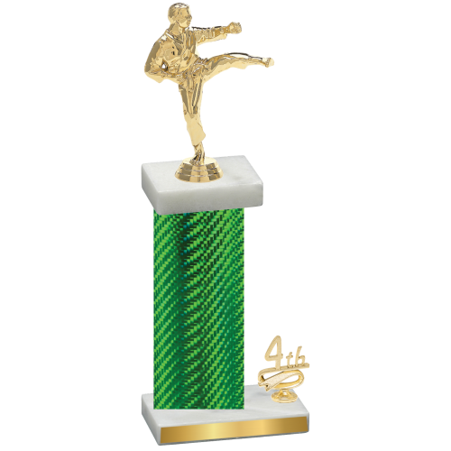 Accented Single Green Carbon Fiber Fourth Place Karate Trophy