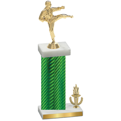 Accented Single Green Carbon Fiber Victory Karate Trophy