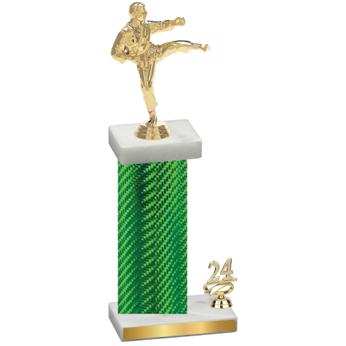 Accented Single Green Carbon Fiber Year Karate Trophy