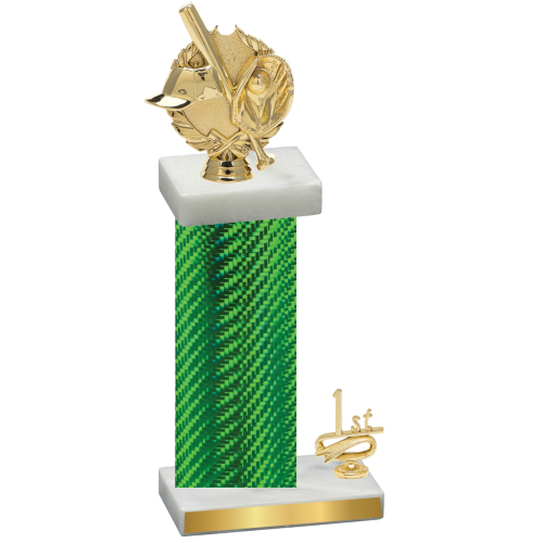 Accented Single Green Carbon Fiber First Place Baseball Trophy