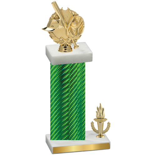 Accented Single Green Carbon Fiber Victory Baseball Trophy