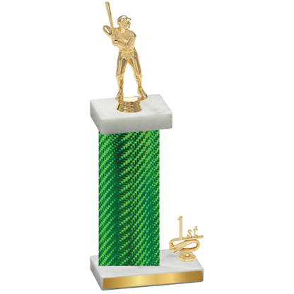 Accented Single Green Carbon Fiber First Place Baseball Trophy