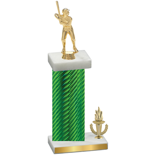 Accented Single Green Carbon Fiber Victory Baseball Trophy