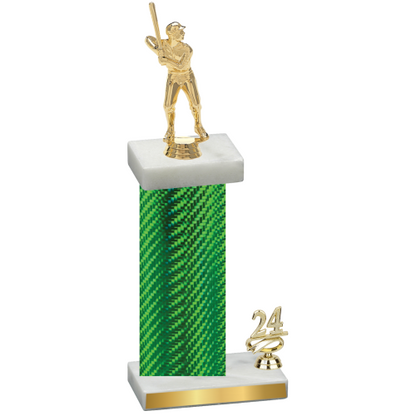 Accented Single Green Carbon Fiber Year Baseball Trophy