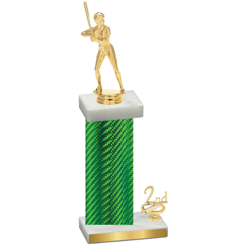 Accented Single Green Carbon Fiber Second Place Softball Trophy