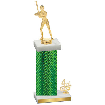 Accented Single Green Carbon Fiber Fourth Place Softball Trophy