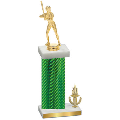 Accented Single Green Carbon Fiber Victory Softball Trophy