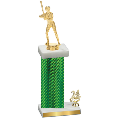 Accented Single Green Carbon Fiber Year Softball Trophy