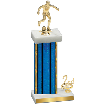 Accented Single Blue Glacier Second Place Soccer Trophy