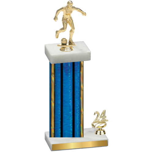 Accented Single Blue Glacier Year Soccer Trophy