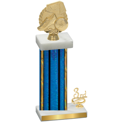Accented Single Blue Glacier Third Place Soccer Trophy
