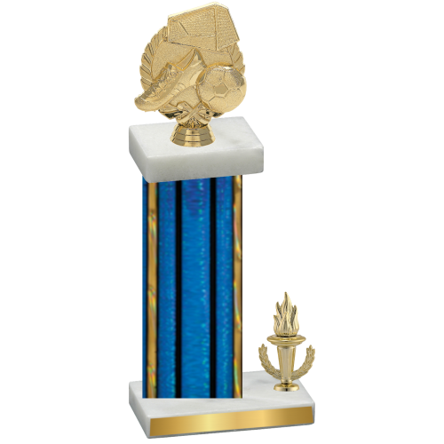 Accented Single Blue Glacier Victory Soccer Trophy