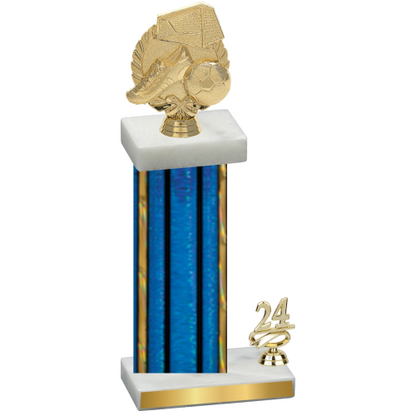 Accented Single Blue Glacier Year Soccer Trophy