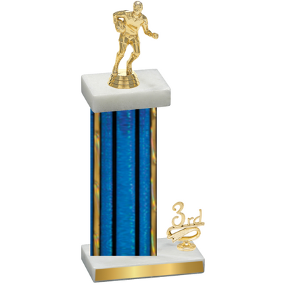 Accented Single Blue Glacier Third Place Rugby Trophy