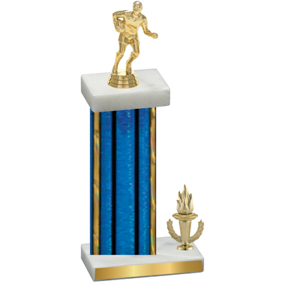 Accented Single Blue Glacier Victory Rugby Trophy