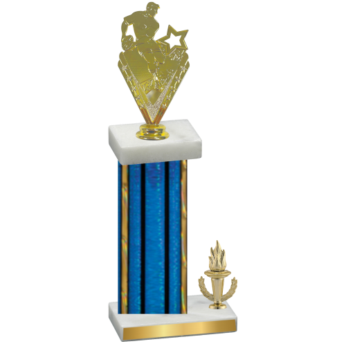 Accented Single Blue Glacier Victory Rugby Trophy