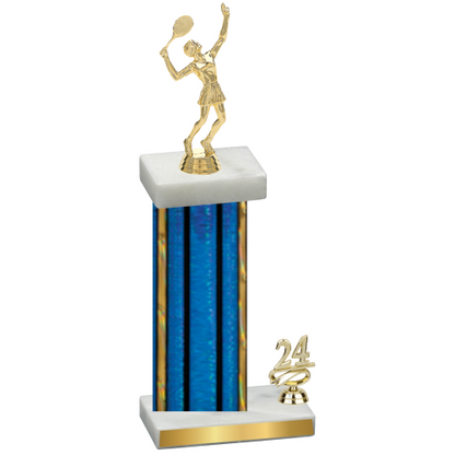 Accented Single Blue Glacier Year Tennis Trophy